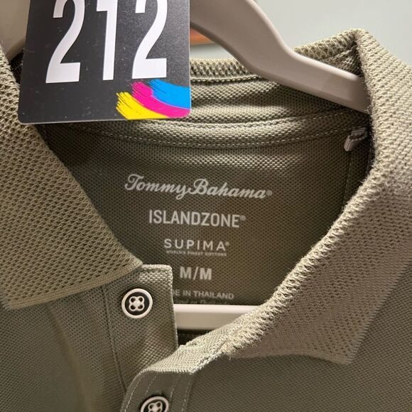 NWOT Tommy Bahama Olive Green Men's Polo ShirtSize Medium #212 - Picture 2 of 5